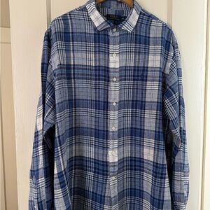 Ralph Lauren Blue and White Plaid Casual Shirt